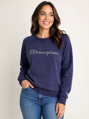 Champion Authentic Athletic Apparel Women's Medium Navy Crewneck Sweatshirt